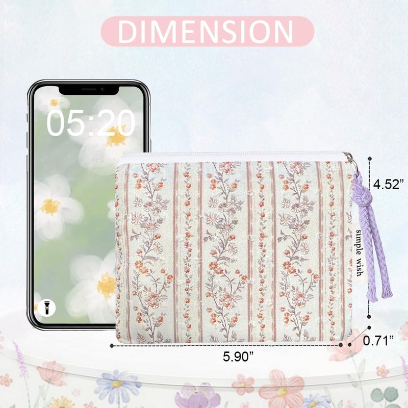 Modacarry Store Cotton Floral Small Organizer Bag Coin Pouch with Cute Prints Zipper for Women Girls (PPLCOF) - Image 3